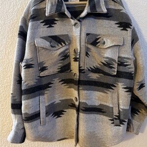 Southwest Style Jade & Ivory Gray and Black Patterned Jacket